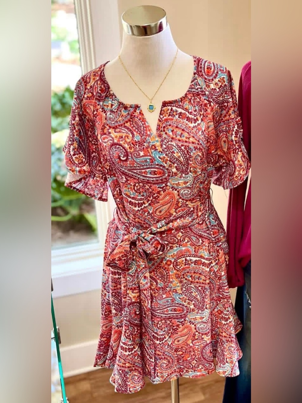 NWT Paisley Fit & Flare Short Dress - Red Multicolor